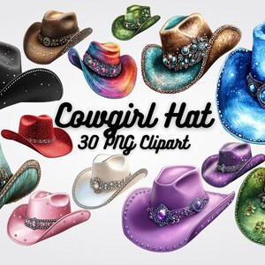 Cowgirl Hat Clipart: Rhinestone & Sequin PNG Images (30 Files)