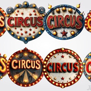 Vintage Circus Sign Clipart: 25 Retro Carnival PNG Images (digital ...