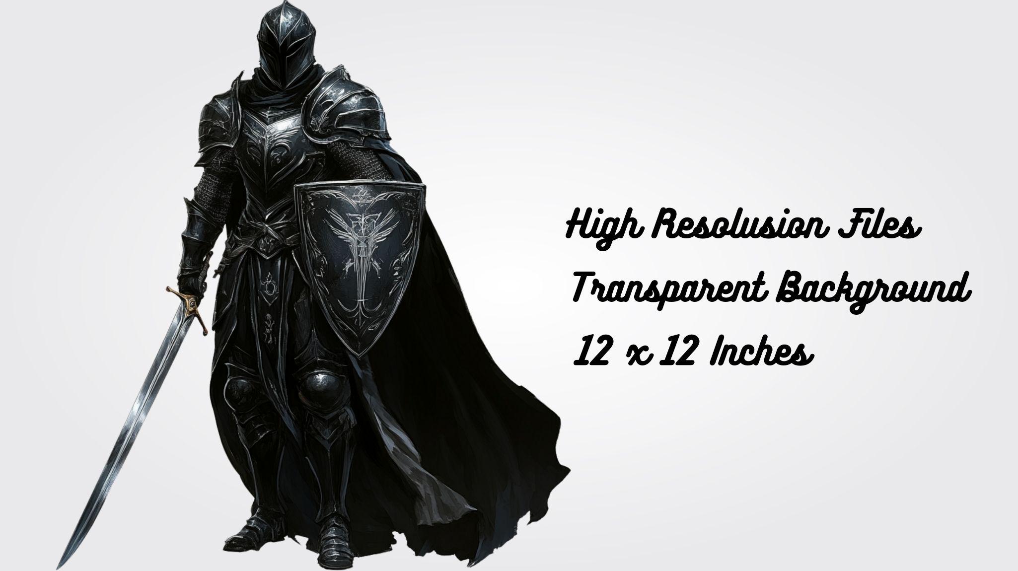 Black Knight Clipart: Medieval Gothic Warrior PNG Graphics