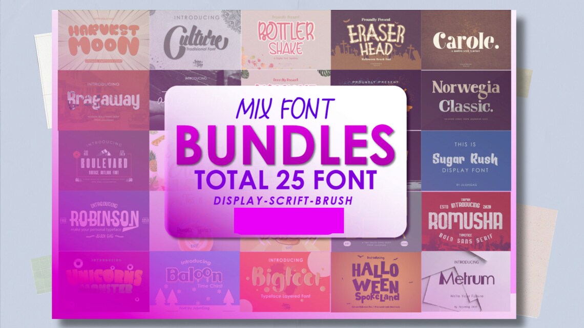 Mix Fonts Bundle, Beautiful Font, Display Font, Cricut Font, Vintage ...