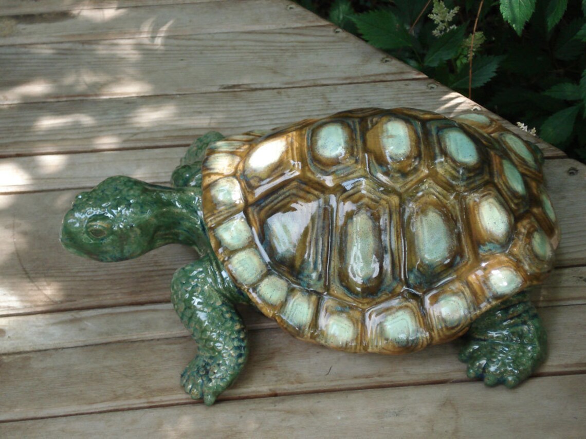 Ceramic garden turtle Etsy