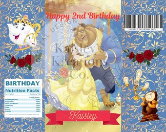 Personalized Beauty & the Beast Chip Bag, Beauty and the Beast Chip Bag template - DIGITAL DOWNLOAD
