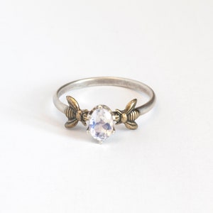 Moonstone bee ring, with round or oval stone image 4