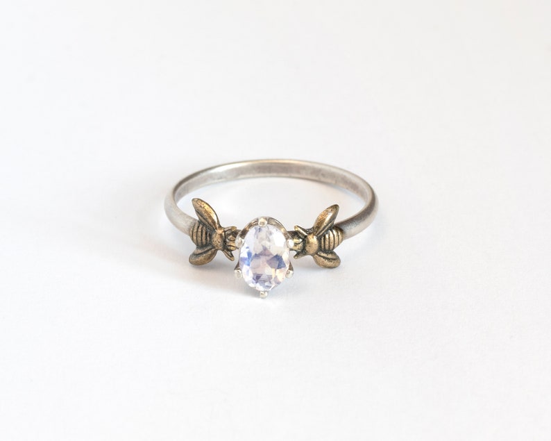 Moonstone bee ring, with round or oval stone image 4