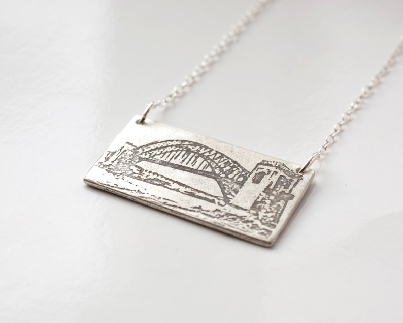 New York City Jewelry Queens Necklace Silver NYC Jewelry Queens Jewelry Hellgate Bridge Skyline Necklace NYC Skyline image 2