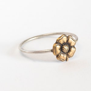 Flower Charm Ring, Daisy Bohemian Ring, Flower Jewelry, Hippie Stackable Rings image 3