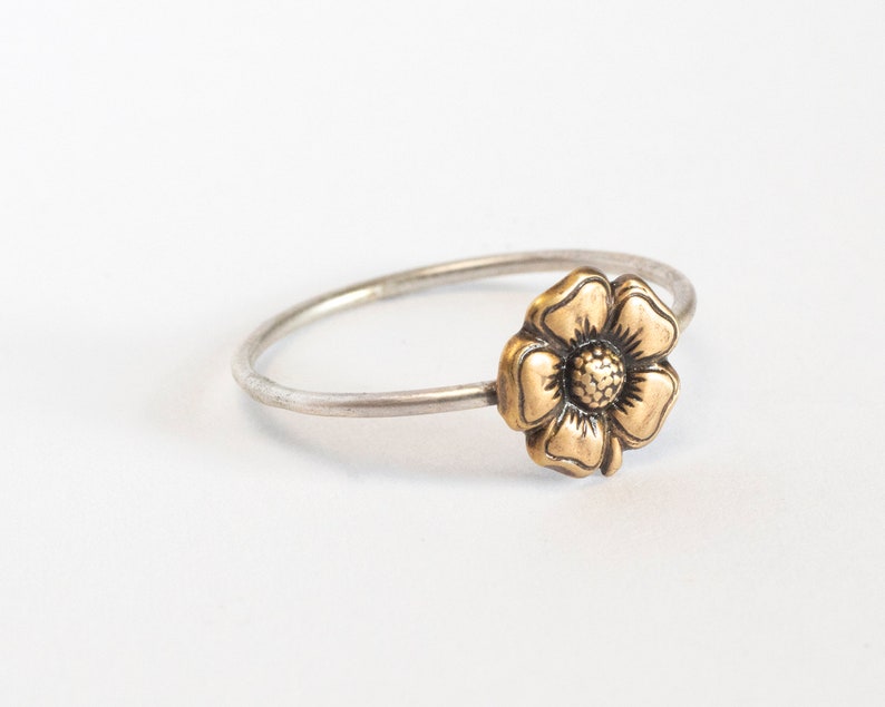 Flower Charm Ring, Daisy Bohemian Ring, Flower Jewelry, Hippie Stackable Rings image 3