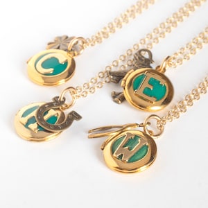 Personalized Photo Locket Necklace with Initial and Good Luck Charm- elephant, clover, horseshoe, or wishbone