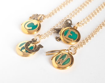 Personalized Initial Photo Locket Necklace: Gold-Filled Chain with Good Luck Charm