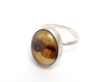 Real Honey Bee Ring, insect set in resin in sterling silver setting