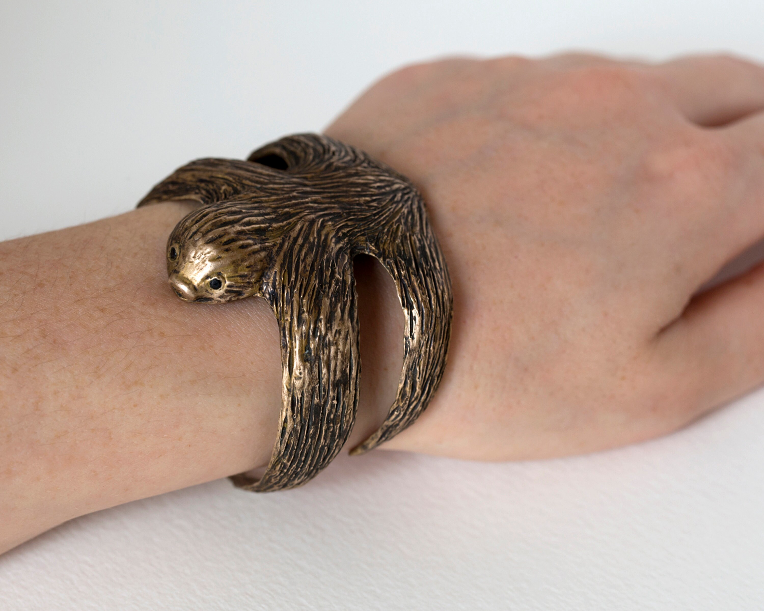 Sloth Cuff Bracelet Hand carved and Cast in to Bronze or Sterling Silver Etsy