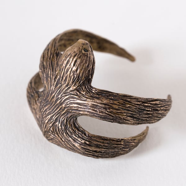 Sloth Cuff Bracelet, hand-carved and cast in to bronze or sterling silver