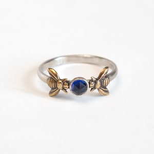 Sapphire Honey Bee Ring, an Alternative Engagement or September Birthstone Ring