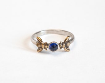 Sapphire Honey Bee Ring, eine Alternative Verlobungsring oder September Birthstone Ring