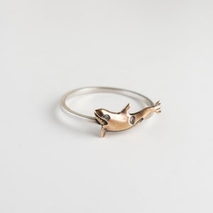 Tiny Killer Whale Ring, Orca Jewelry, Dainty Bohemian Beach Ring