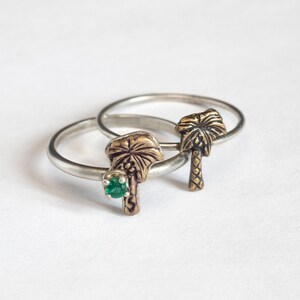 Palm Tree Ring, with or without gemstone. Tropical Plant Mom Gifts. Beach Boho Vibes.