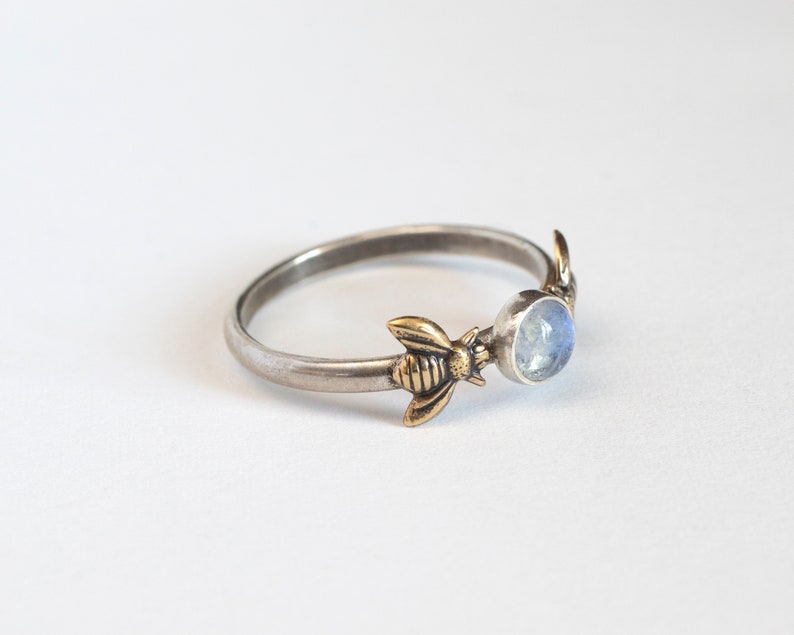 Moonstone bee ring, with round or oval stone image 8