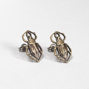 Beetle Scarab Earrings, Egyptian Motif Beetle Jewelry, Insect Stud Earrings image 3