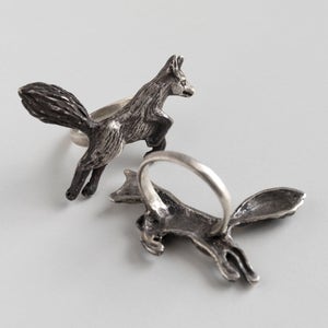 Fox Ring - Fox Jewelry - Silver Fox Ring - Wildlife Jewelry - Fox Gift - Carved Fox - Jumping Fox - Animal Ring - Animal Jewelry -