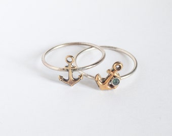 Tiny Anchor Ring, with or without a gemstone