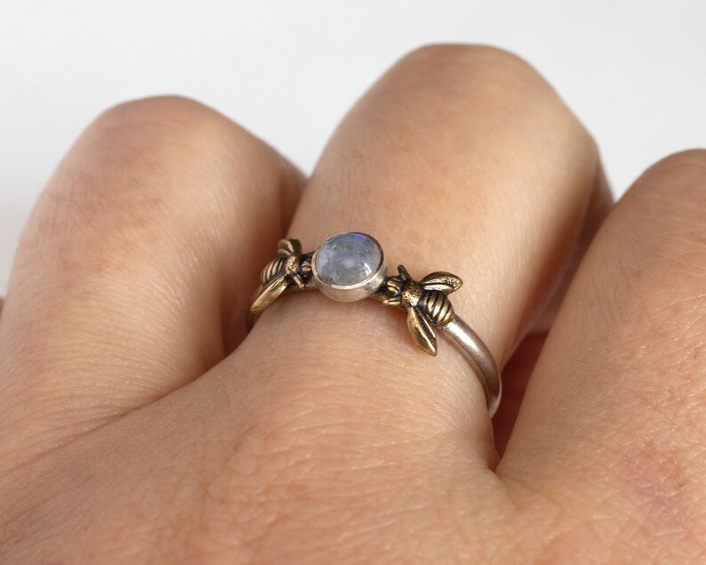 Moonstone bee ring, with round or oval stone image 6