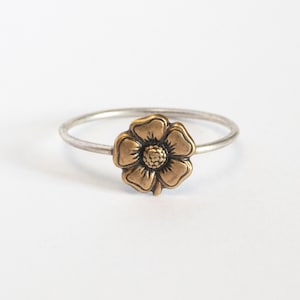 Flower Charm Ring, Daisy Bohemian Ring, Flower Jewelry, Hippie Stackable Rings image 1
