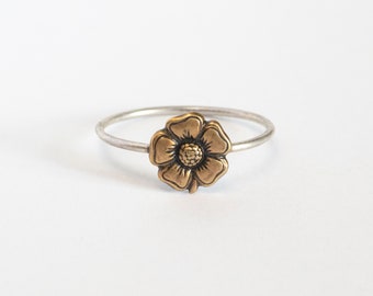 Blumen Charm Ring, Daisy Boho Ring, Blumen Schmuck, Hippie Stapelringe