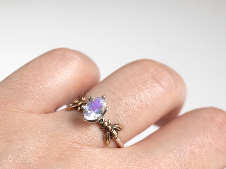 Moonstone bee ring, with round or oval stone image 2