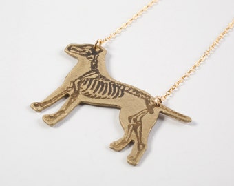 Pit Bull Necklace, Dog Lover Jewelry, Veterinarian Gift, Animal Skeleton Jewelry, Dog Anatomy, Pet Death Gift