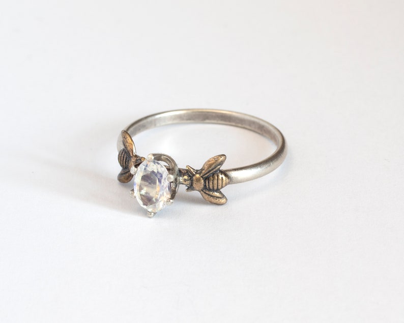 Moonstone bee ring, with round or oval stone image 3