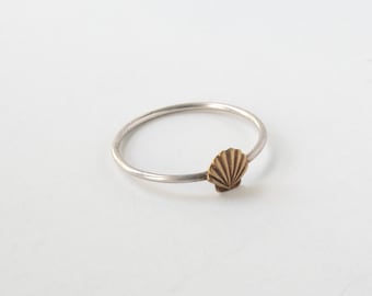 Tiny Seashell Ring, Dainty Minimalist Beach Ring, Ocean Lover or Scuba Diver Jewelry