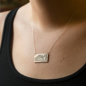 New York City Jewelry Queens Necklace Silver NYC Jewelry Queens Jewelry Hellgate Bridge Skyline Necklace NYC Skyline image 3