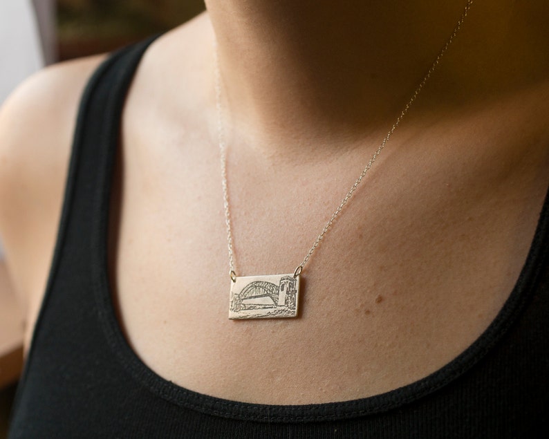 New York City Jewelry Queens Necklace Silver NYC Jewelry Queens Jewelry Hellgate Bridge Skyline Necklace NYC Skyline image 3