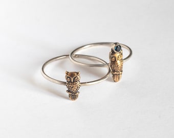 Tiny Owl Ring, with or without gemstone