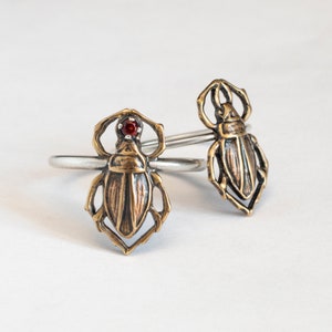 Brass jewel beetle ring, with or without gemstone