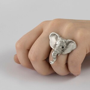 Elephant Statement Ring, Carved Animal Ring, Lucky Elephant Boho Ring image 2