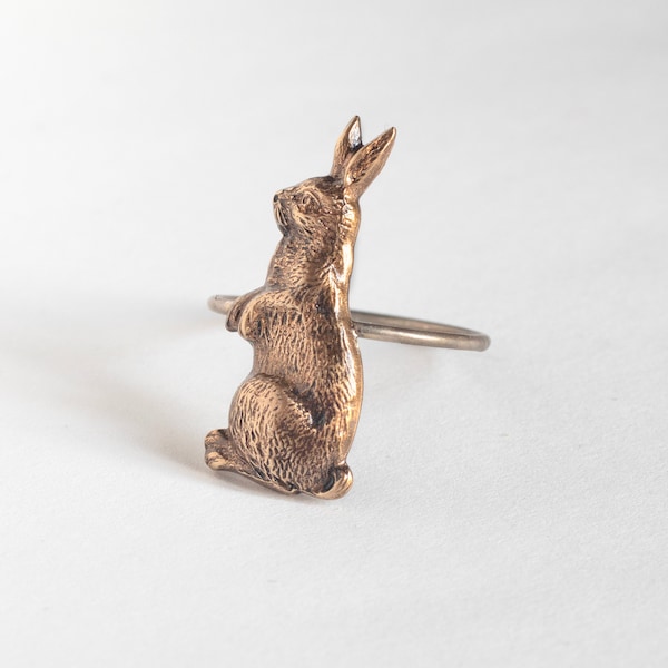 Sitting Rabbit Ring, Bunny Jewelry