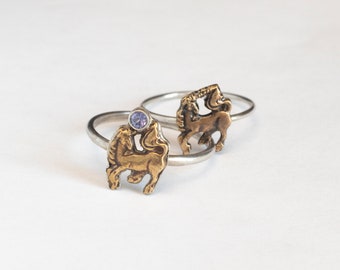 Winziger Einhorn Ring, mit oder ohne Edelstein