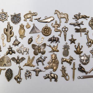 group of many available brass charms