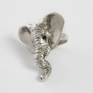 Elephant Statement Ring, Carved Animal Ring, Lucky Elephant Boho Ring image 3