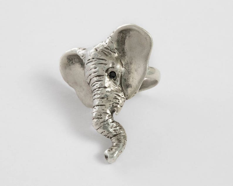 Elephant Statement Ring, Carved Animal Ring, Lucky Elephant Boho Ring image 3