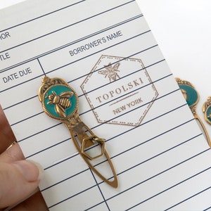 Personalized Bookmark for Book Nerds and Book Lovers, Librarian or Graduation Gift, Custom Charm Bookmark with Bees, Horses, Owls image 4