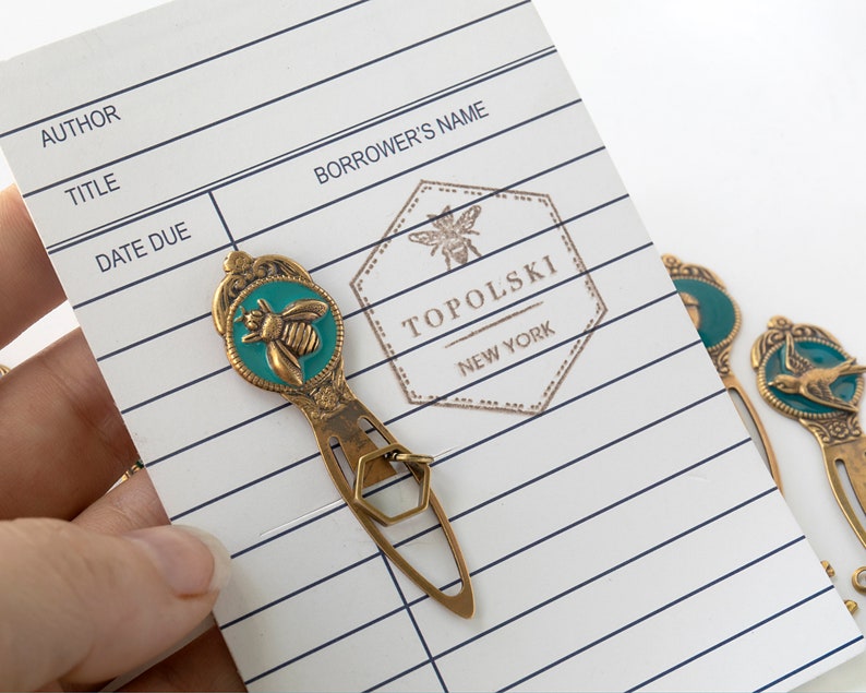 Personalized Bookmark for Book Nerds and Book Lovers, Librarian or Graduation Gift, Custom Charm Bookmark with Bees, Horses, Owls image 4