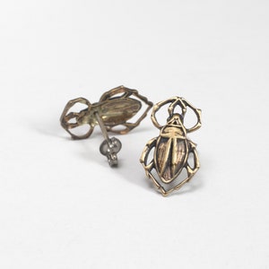 Beetle Scarab Earrings, Egyptian Motif Beetle Jewelry, Insect Stud Earrings image 4