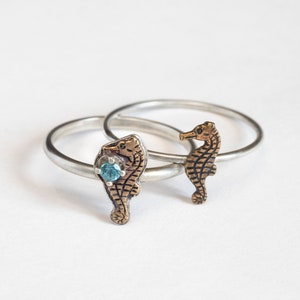 Tiny seahorse ring, with or without gemstone