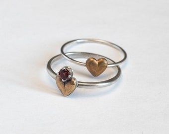Tiny heart ring, with or without gemstone
