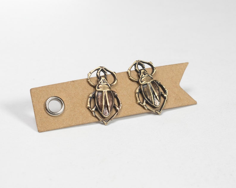 Beetle Scarab Earrings, Egyptian Motif Beetle Jewelry, Insect Stud Earrings image 5