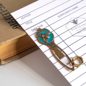 Personalized Bookmark for Book Nerds and Book Lovers, Librarian or Graduation Gift, Custom Charm Bookmark with Bees, Horses, Owls image 1