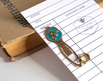 Personalized Bookmark for Book Nerds and Book Lovers, Librarian or Graduation Gift, Custom Charm Bookmark with Bees, Horses, Owls