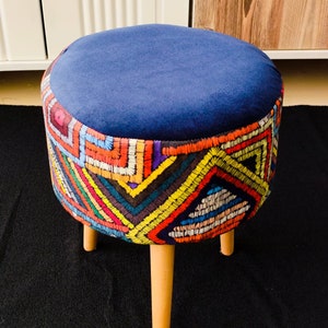 Pouf Stool, Handmade Furniture, Ottoman Bench, Minimalist Stool, Round Stool, Sofa Side Table, Coffee Table, Upholstered Bench